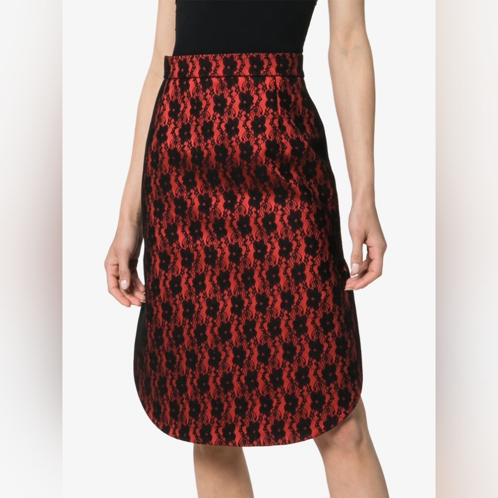 NWT Christopher Kane red black lace skirt